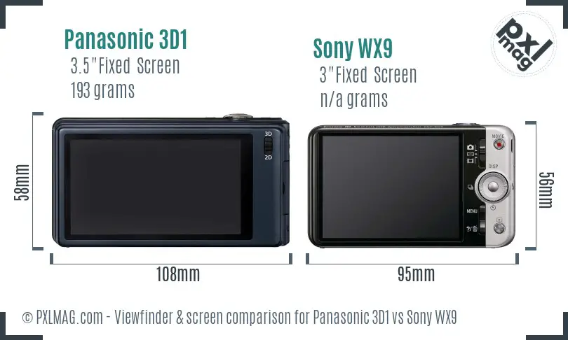 Panasonic 3D1 vs Sony WX9 Screen and Viewfinder comparison