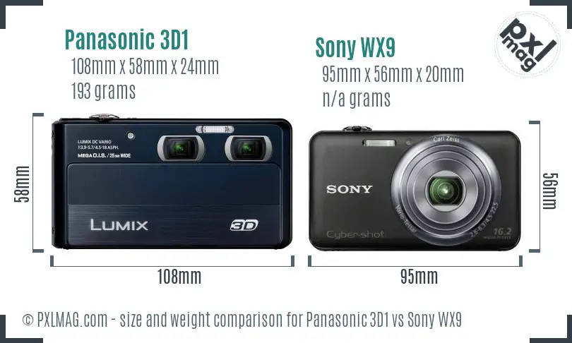 Panasonic 3D1 vs Sony WX9 size comparison