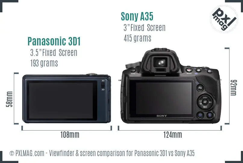 Panasonic 3D1 vs Sony A35 Screen and Viewfinder comparison