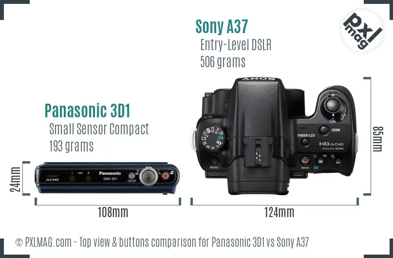 Panasonic 3D1 vs Sony A37 top view buttons comparison