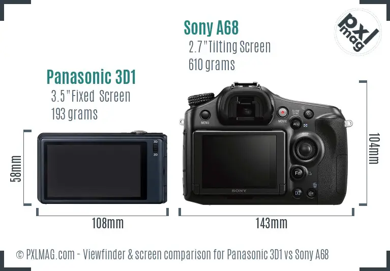 Panasonic 3D1 vs Sony A68 Screen and Viewfinder comparison