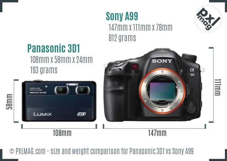 Panasonic 3D1 vs Sony A99 size comparison Panasonic 3D1 vs Sony A99 size comparison