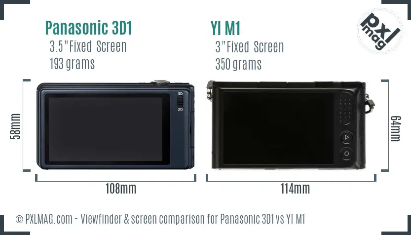 Panasonic 3D1 vs YI M1 Screen and Viewfinder comparison