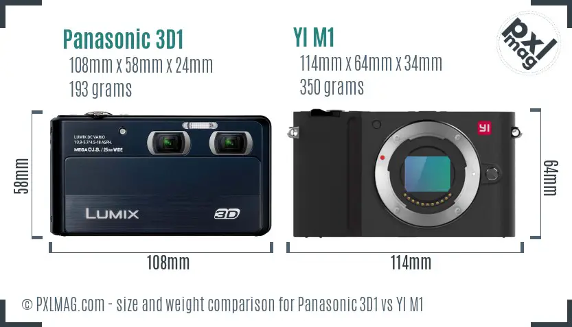 Panasonic 3D1 vs YI M1 size comparison