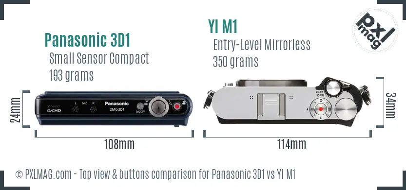 Panasonic 3D1 vs YI M1 top view buttons comparison