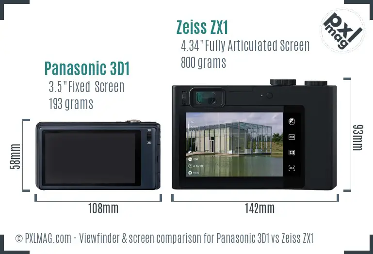 Panasonic 3D1 vs Zeiss ZX1 Screen and Viewfinder comparison Panasonic 3D1 vs Zeiss ZX1 Screen and Viewfinder comparison