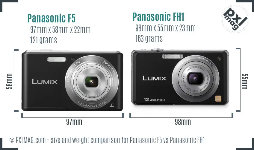 Panasonic F5 vs Panasonic FH1 size comparison
