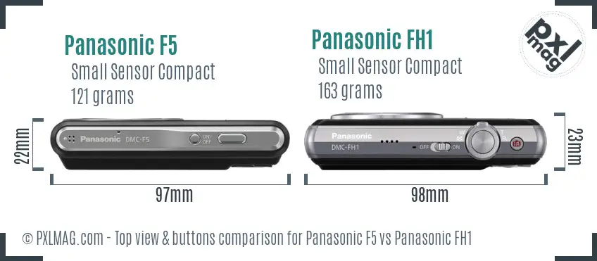Panasonic F5 vs Panasonic FH1 top view buttons comparison