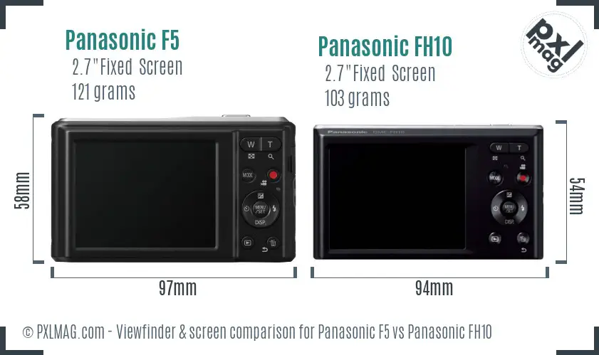 Panasonic F5 vs Panasonic FH10 Screen and Viewfinder comparison