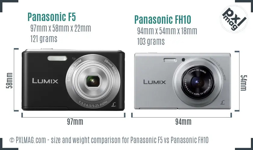 Panasonic F5 vs Panasonic FH10 size comparison