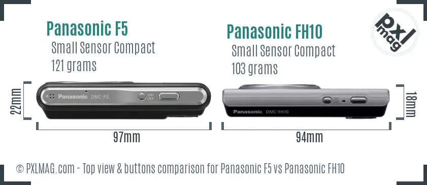 Panasonic F5 vs Panasonic FH10 top view buttons comparison