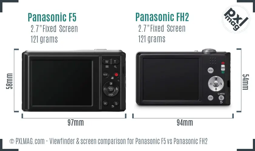 Panasonic F5 vs Panasonic FH2 Screen and Viewfinder comparison