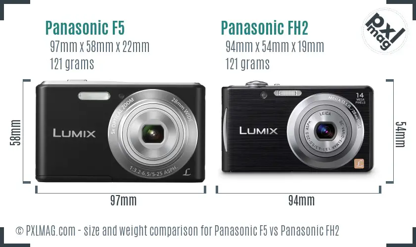Panasonic F5 vs Panasonic FH2 size comparison