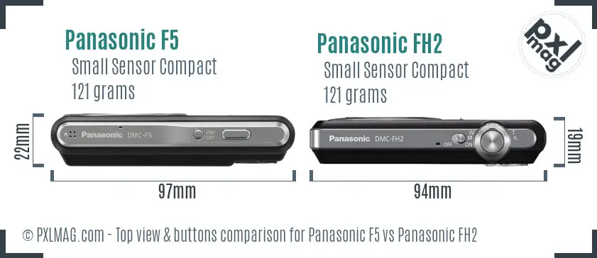 Panasonic F5 vs Panasonic FH2 top view buttons comparison