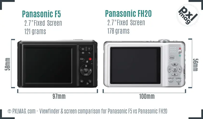 Panasonic F5 vs Panasonic FH20 Screen and Viewfinder comparison
