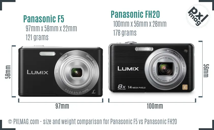 Panasonic F5 vs Panasonic FH20 size comparison