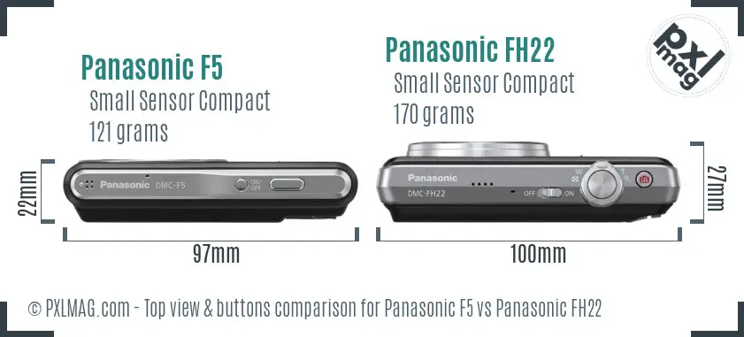 Panasonic F5 vs Panasonic FH22 top view buttons comparison