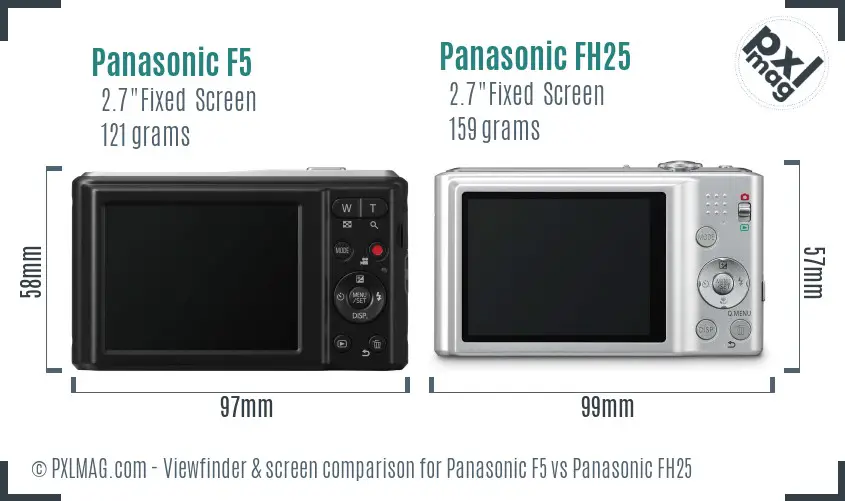 Panasonic F5 vs Panasonic FH25 Screen and Viewfinder comparison