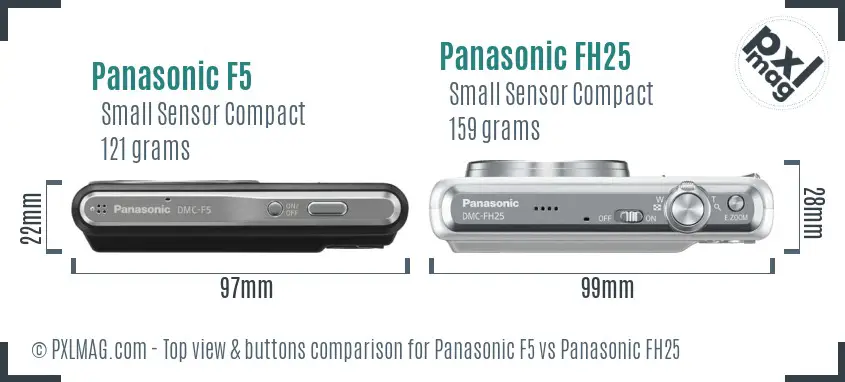 Panasonic F5 vs Panasonic FH25 top view buttons comparison