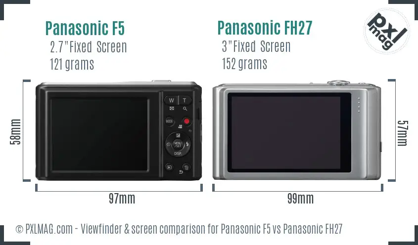 Panasonic F5 vs Panasonic FH27 Screen and Viewfinder comparison