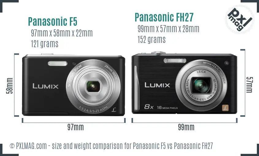 Panasonic F5 vs Panasonic FH27 size comparison