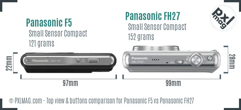 Panasonic F5 vs Panasonic FH27 top view buttons comparison