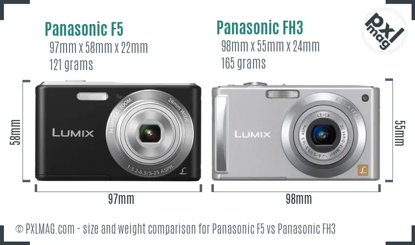 Panasonic F5 vs Panasonic FH3 size comparison