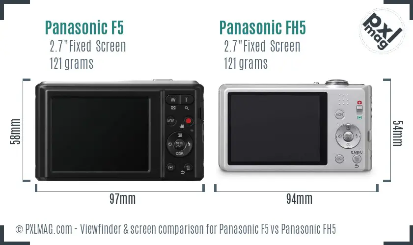 Panasonic F5 vs Panasonic FH5 Screen and Viewfinder comparison