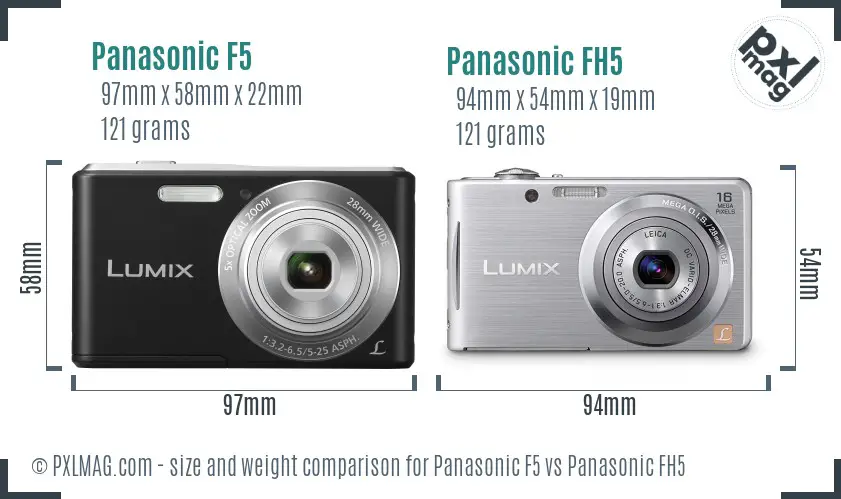 Panasonic F5 vs Panasonic FH5 size comparison