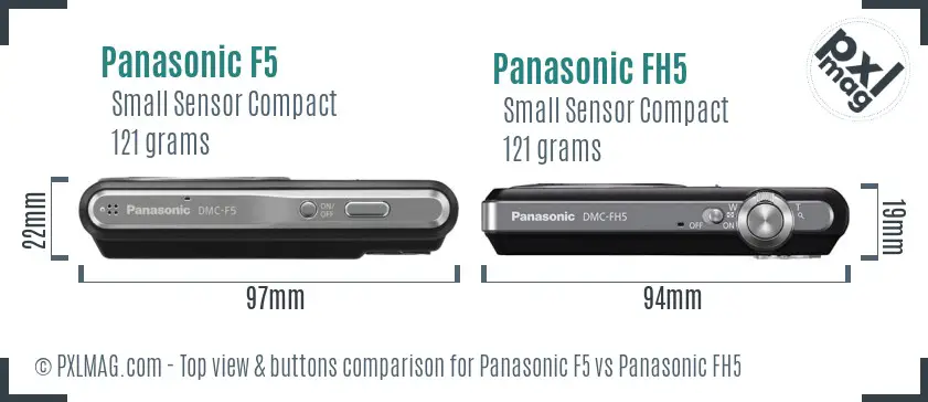 Panasonic F5 vs Panasonic FH5 top view buttons comparison