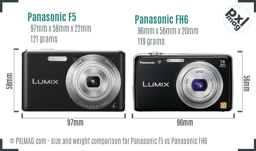 Panasonic F5 vs Panasonic FH6 size comparison