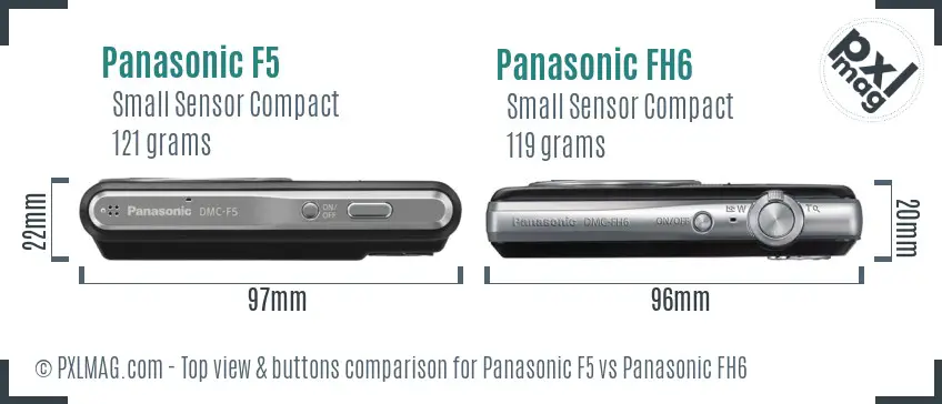 Panasonic F5 vs Panasonic FH6 top view buttons comparison