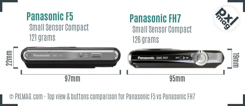 Panasonic F5 vs Panasonic FH7 top view buttons comparison