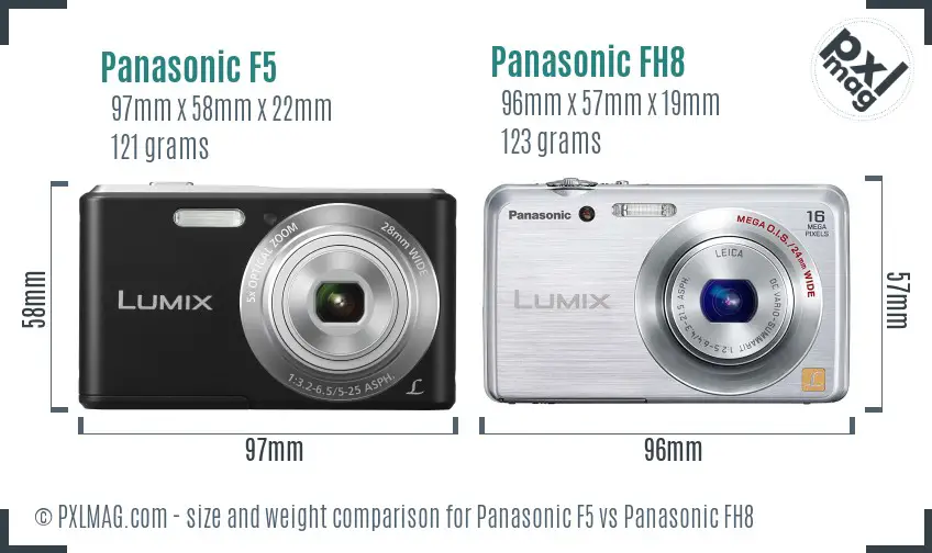 Panasonic F5 vs Panasonic FH8 size comparison