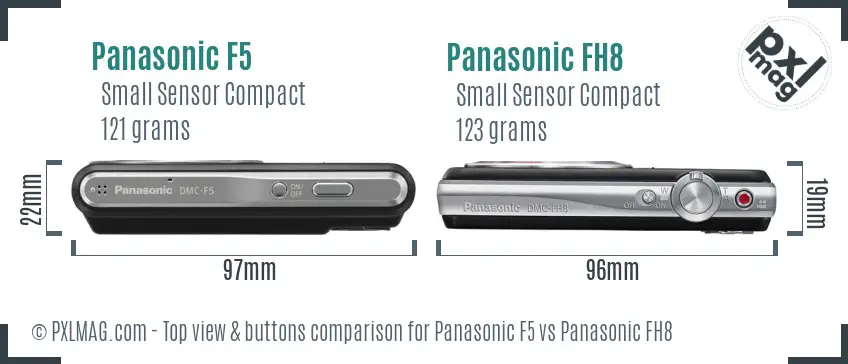 Panasonic F5 vs Panasonic FH8 top view buttons comparison