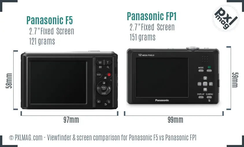 Panasonic F5 vs Panasonic FP1 Screen and Viewfinder comparison