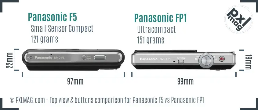 Panasonic F5 vs Panasonic FP1 top view buttons comparison