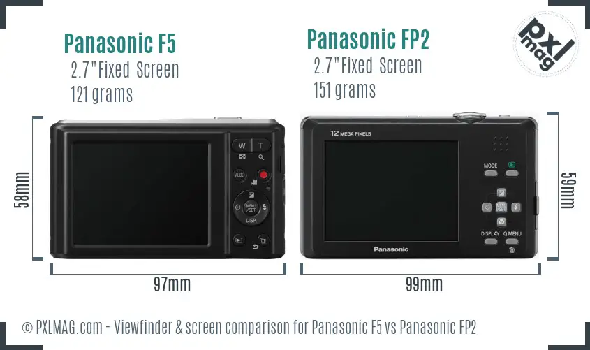 Panasonic F5 vs Panasonic FP2 Screen and Viewfinder comparison