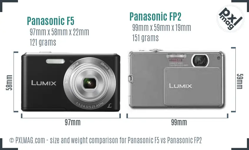 Panasonic F5 vs Panasonic FP2 size comparison