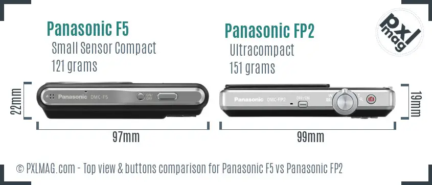 Panasonic F5 vs Panasonic FP2 top view buttons comparison