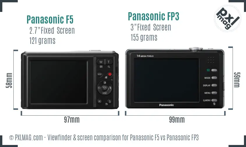 Panasonic F5 vs Panasonic FP3 Screen and Viewfinder comparison