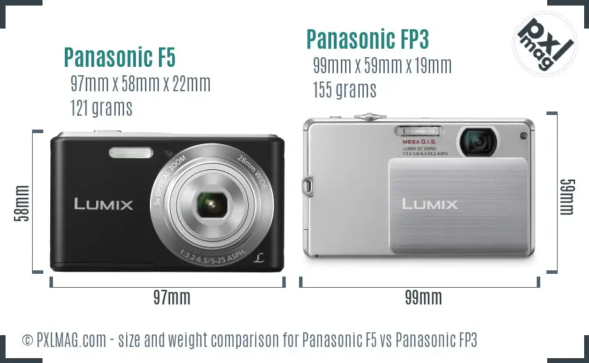 Panasonic F5 vs Panasonic FP3 size comparison