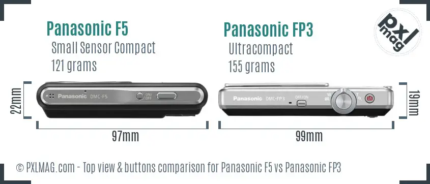 Panasonic F5 vs Panasonic FP3 top view buttons comparison