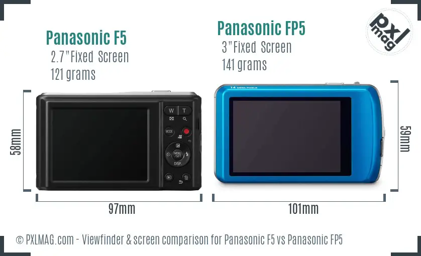 Panasonic F5 vs Panasonic FP5 Screen and Viewfinder comparison