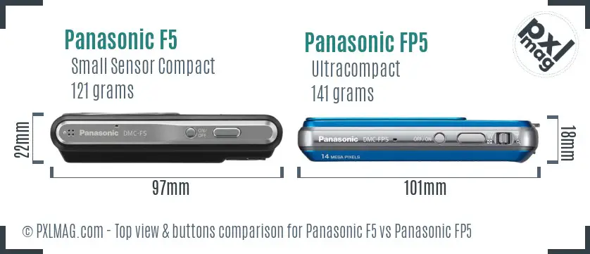 Panasonic F5 vs Panasonic FP5 top view buttons comparison