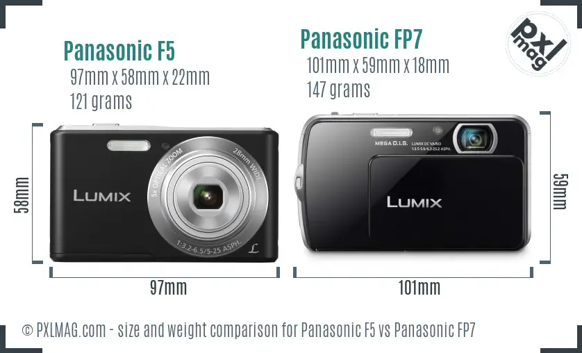 Panasonic F5 vs Panasonic FP7 size comparison