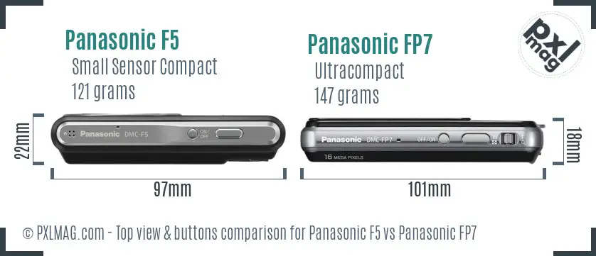 Panasonic F5 vs Panasonic FP7 top view buttons comparison