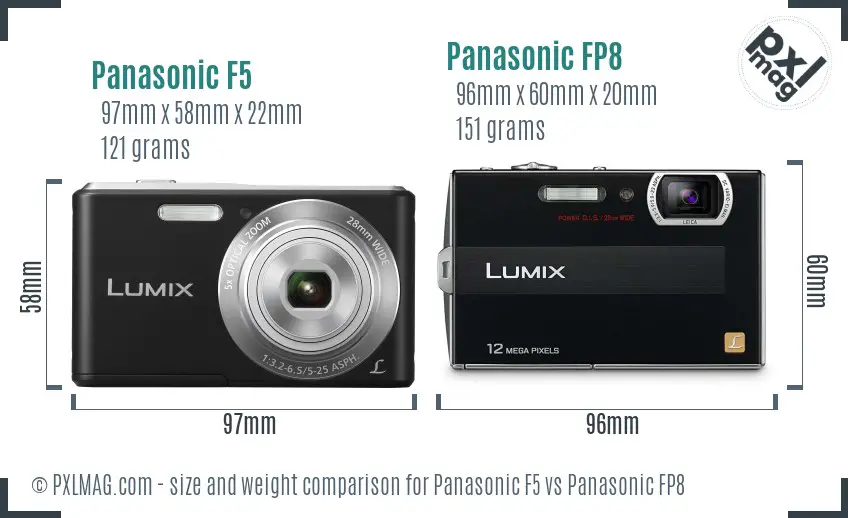 Panasonic F5 vs Panasonic FP8 size comparison