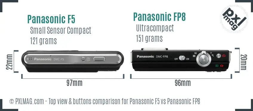 Panasonic F5 vs Panasonic FP8 top view buttons comparison