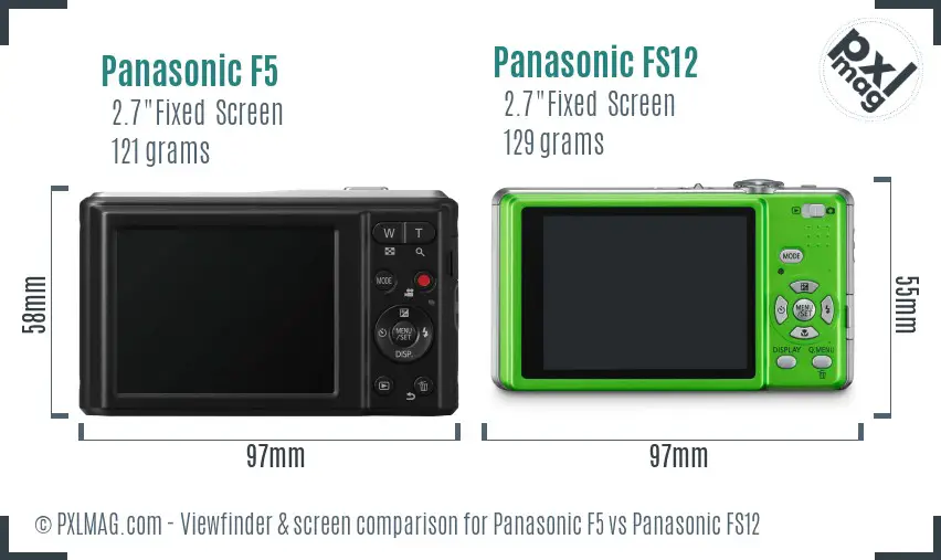 Panasonic F5 vs Panasonic FS12 Screen and Viewfinder comparison